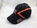 Orange Printed Fitted Black Cotton Baseball Cap Hat with Embroidered Logo