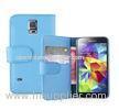 Blue Stand PU Leather Cell Phone Wallet Cases For Samsung Galaxy S5 i9600