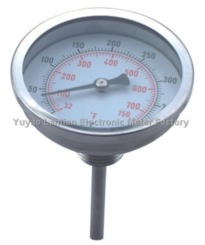 V shaped glass industrial thermometer