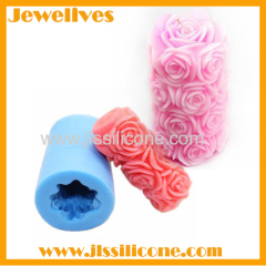 beauty flower shape cylinder silicone candle mold