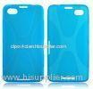 X line Pattern TPU Gel Blackberry Cell Phone Cases Blue Anti - scratching