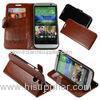 Fashion HTC One M8 Cell Phone Case with Card Holder , PU Wallet Phone Cover For Men