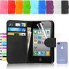 Luxury Flip Wallet Leather Iphone 4 4s Protective Cases With Card Slots