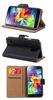 Black Tan Leather Samsung Galaxy S4 Phone Covers , Flip Wallet Stand Phone Case