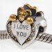 Sterling Silver Gold Plated I Love You Heart Care Bear Beads with CZ Stone Wholesale in China