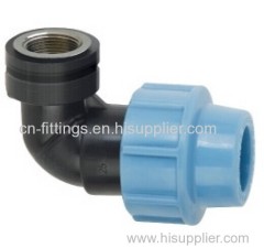 pp 90 degree female with brass threaded insert fitting