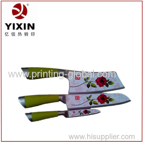 Heat transfer printing film for stainless steel kitchen knife