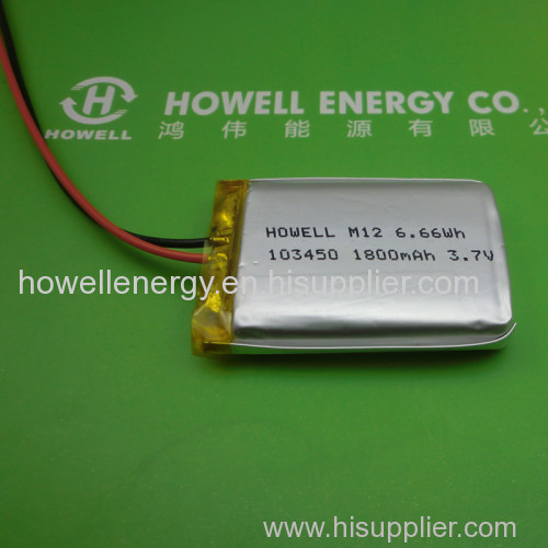 3.7v1800mah lithium ion polymer battery with CE UL