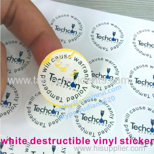 white vinyl warranty void labels