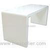 Half Bullnose Eased Edge White Solid Surface Marble Table Tops, Modern Kitchen Counters