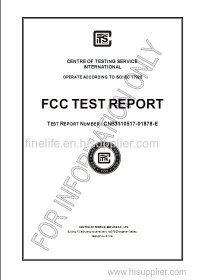FCC TEST REPORT OPERATE ACCORDING TO ISO/IEC 17025