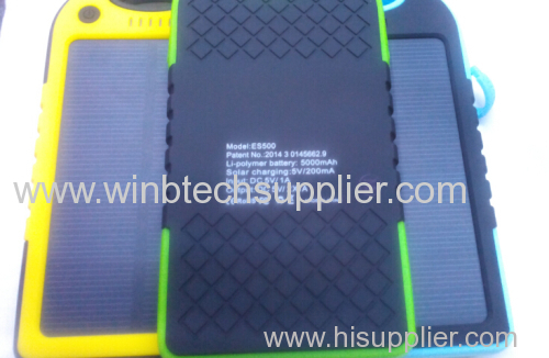 NEW 5000mAh Solar Charger Portable Waterproof Dual USB LED Backup External Panel Power Bank for iPad iPhone 5s Samsung H