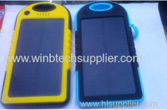 Portable waterproof Solar Charger 5000mah external battery Solar Power Bank With Bag Pothook For Mobile Phones