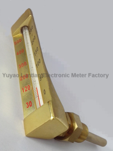 V shaped glass industrial thermometer