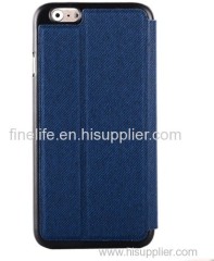 Flip Leather Case with Holder for iPone 6 (Dark Blue)