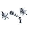 Brass 2 Cross Handle Wall Mounted Basin Taps , Ceramic Cartridge Faucet