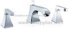 Double Handle Brass Bathroom Basin 3 Hole Tap Faucet , Deck Mounted Sink Mixer Taps