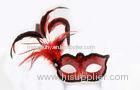 Swarovski Crystal Venetian Carnival Masks , Lace Red Feather Mask for Girls