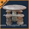 Red Marble Garden Ornaments For Decoration With Round Table , Hand Carved