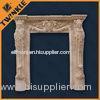 Beige Stone Door Surrounds Exquiste Statue Carved / Marble Door Frame
