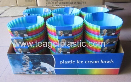 Set of 4 plastic ice cream bowls Mini bowls in display box packing