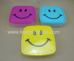 Lunch box square with smiley face plastic
