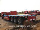 3 Axles Manual Semi Trailer Trucks Low Bed , Two Single Cargo Truck