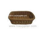 Brown Square PP Rattan Bread Basket , Candy Basket