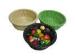 Green Rattan Bread Basket Round Shape For Food , Colored Baskets