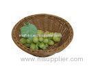 Dark Brown Poly Round Rattan Bread Basket Washable For Display