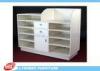 5 Layers MDF White Shop Cash Counter Desk For Shop Payment , 3 Drawers