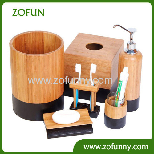 Bamboo bathroom accessory set