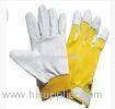 Natural Color Full Pig Skin Leather Gloves with Cotton Spandex Fabric Back