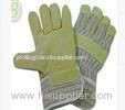 Cut Resistance Grain Pig Skin Leather Gloves with Grey - Red - Orange Striped Cotton Back