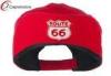 Red Route 66 Cotton Baseball Caps with Adjustable Velcrorized Strap Closure