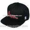 Black Adjusteble Flat Brimmed Baseball Caps Embroidered For Ladies