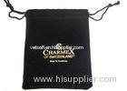 Black Velvet Drawstring Bag With Hot Stamped Logo 80 * 120mm