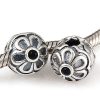 Sterling Silver Flower with Jet Crystal Clip Beads European Style
