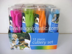 12PC Plastic cutlery set in display box packing
