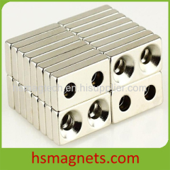 High Powerful Countersunk Neodymium Block Magnet with Two Holes