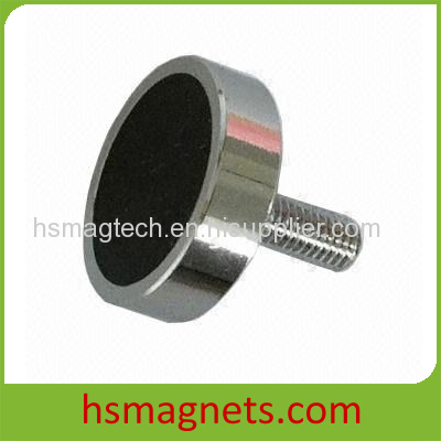 Sintered Pemanent Hard Ferrite Pot Magnet with Threaded Screw