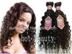 Custom Long Non Remy Human Hair Extension Brown , Indian Lady Curly Hair