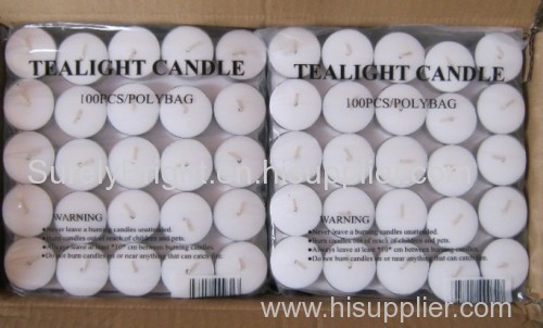 white polybag packing tealight candle