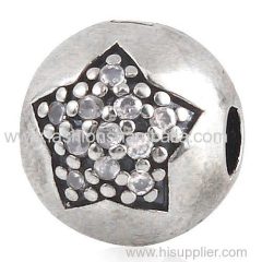 Sterling Silver You're a Star with Clear CZ Clip Beads European Style