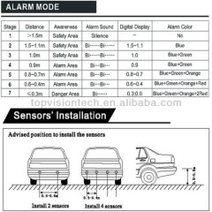 wireless ultrasonic parking sensors with LED display and beep or voice alarm