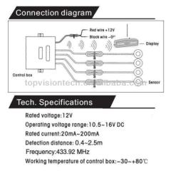 wireless ultrasonic parking sensors with LED display and beep or voice alarm