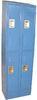 Blue Two Tier Steel Storage Cabinets Employee Steel Wardrobe 16 Gauge Door
