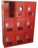 Red Metal Storage Cabinets Single Door Three Tier Heavy Duty Lockers