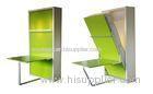 Vertical Wooden Green Single Murphy Wall Bed With Desk , disappearing wall beds