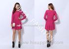 Red Narrow Waist Ladies Sweater Dresses in Crew Neck with Loose Bottom Hip for Spring